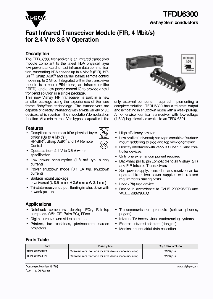 TFDU6300_1005410.PDF Datasheet