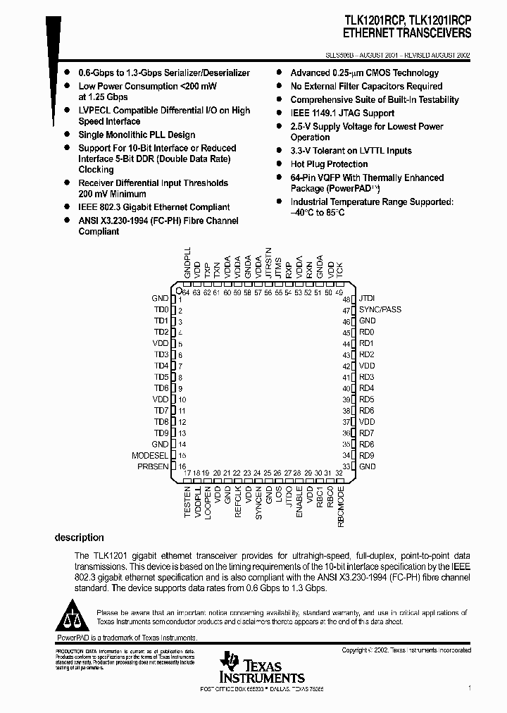 TLK1201_1005687.PDF Datasheet