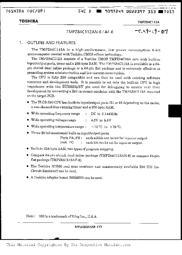 TMPZ84C112AN6_1005849.PDF Datasheet