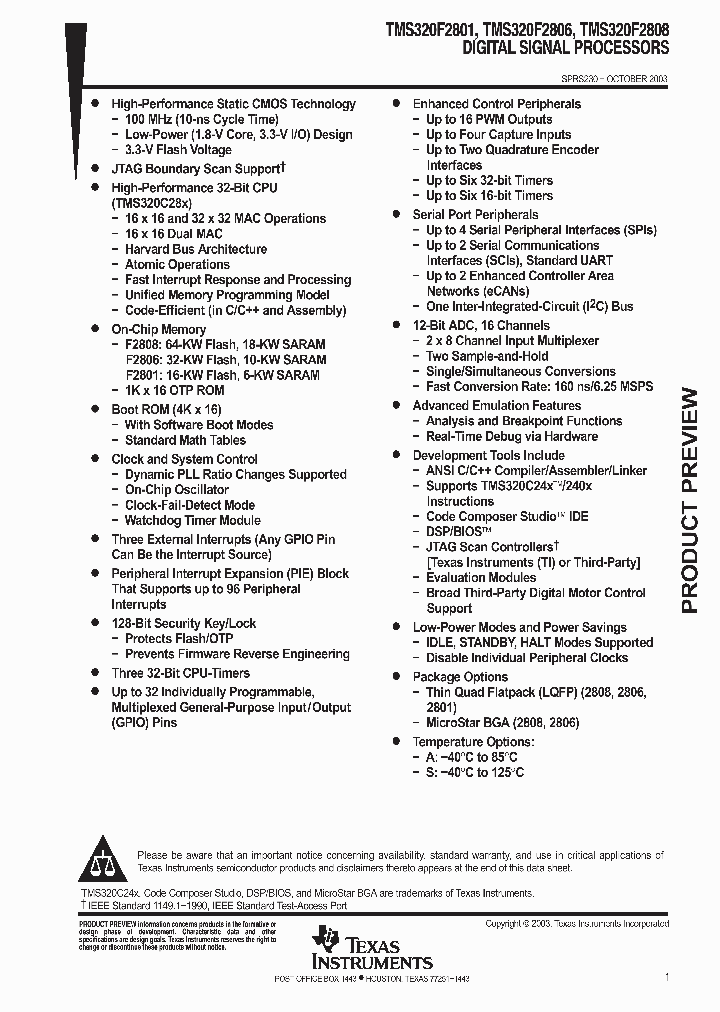 TMS320F2801_1005882.PDF Datasheet