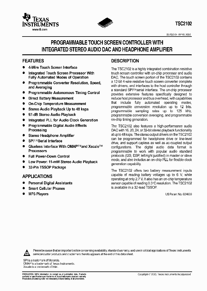 TSC2102_1006231.PDF Datasheet