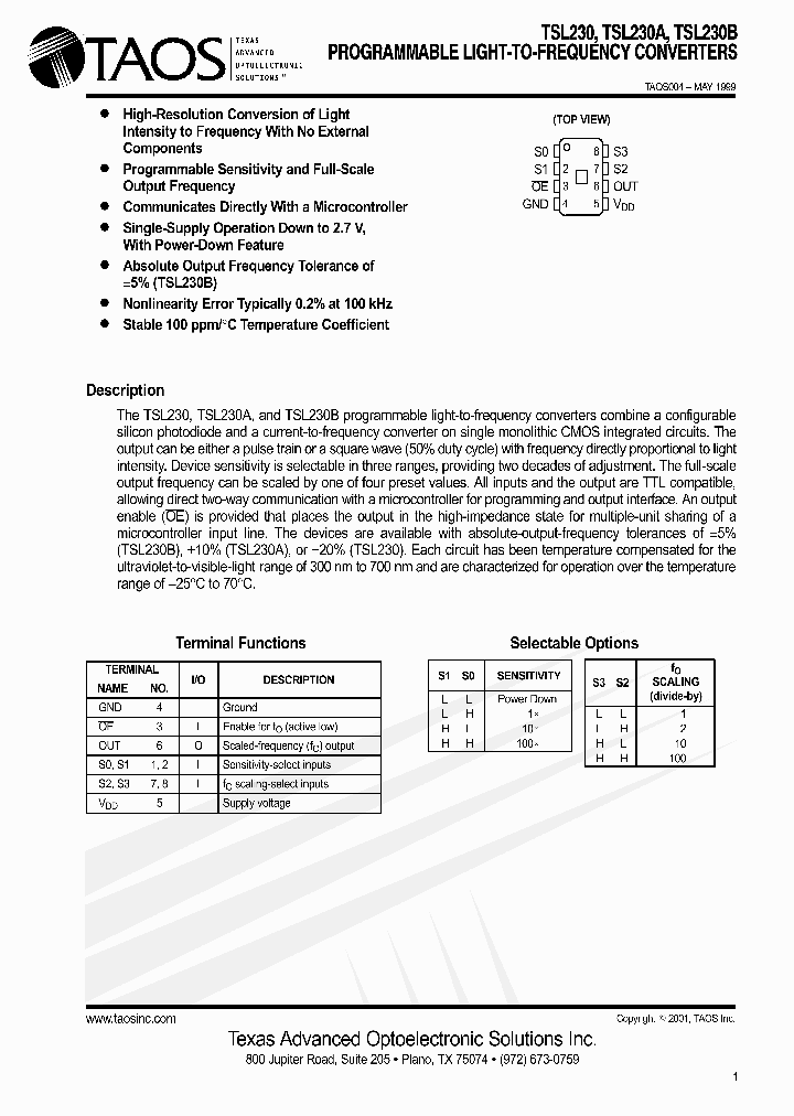 TSL230_1006281.PDF Datasheet