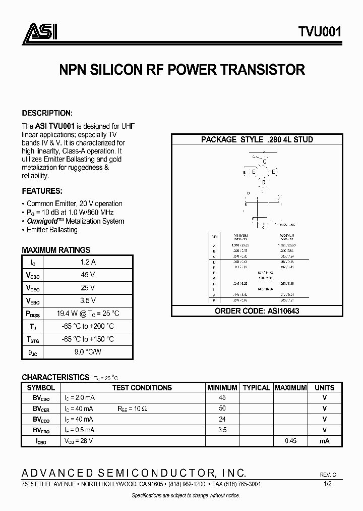 TVU001_1006455.PDF Datasheet