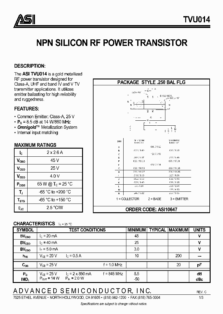 TVU014_1006461.PDF Datasheet