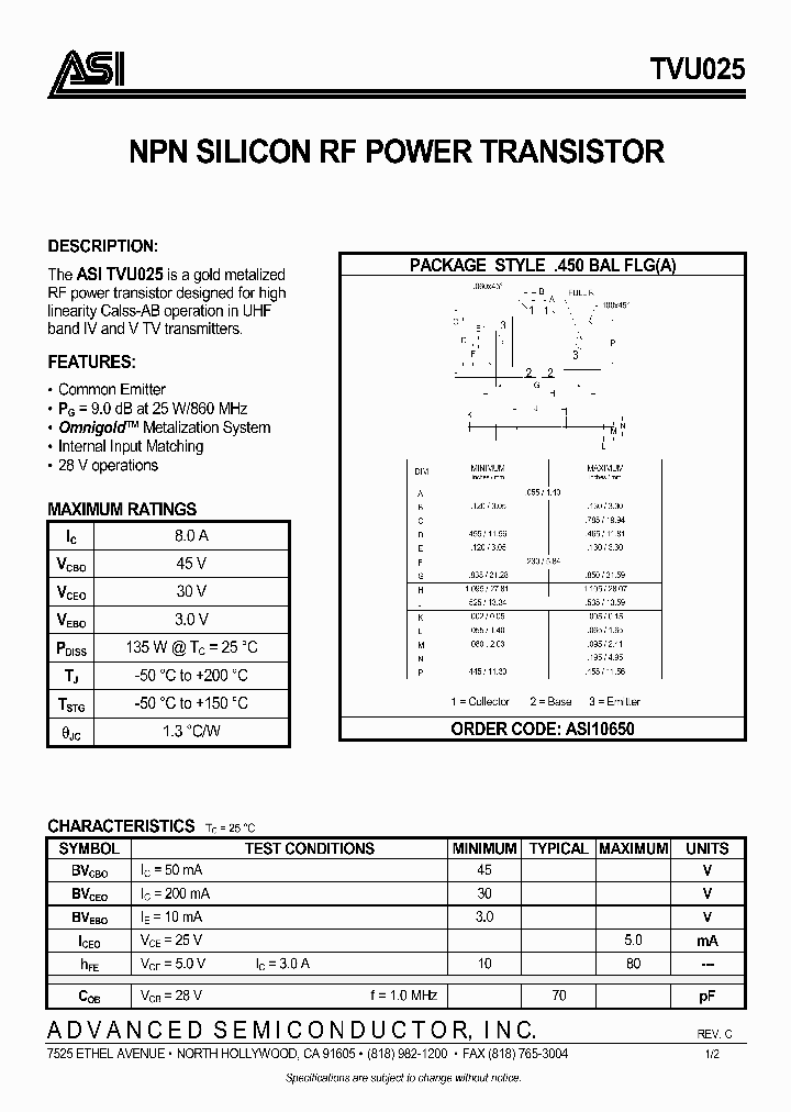 TVU025_1006463.PDF Datasheet