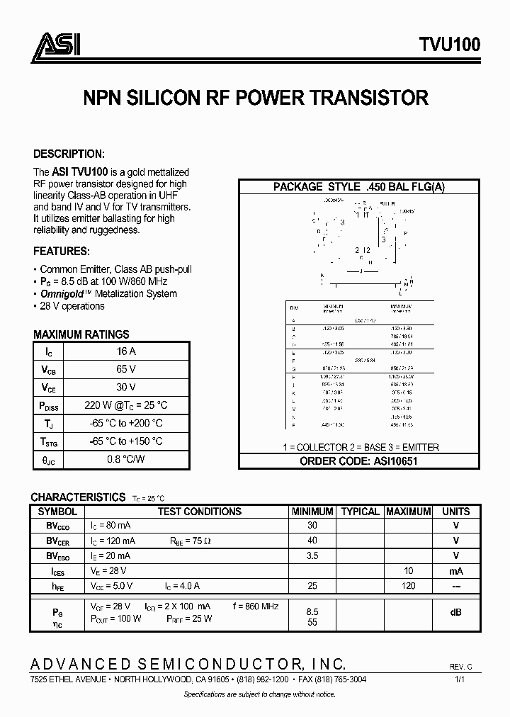TVU100_1006464.PDF Datasheet