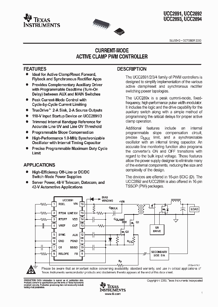 UCC2892_1006734.PDF Datasheet
