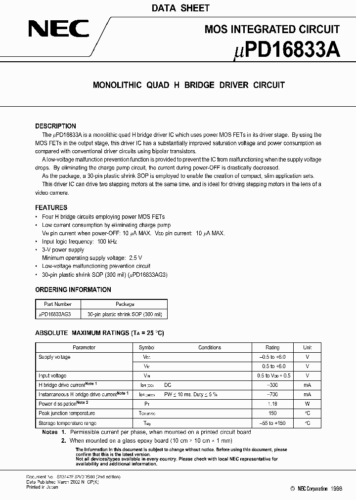 UPD16833AG3_1006925.PDF Datasheet