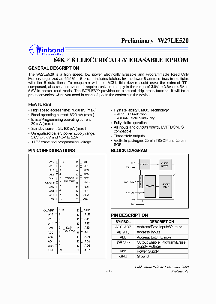 W27LE520_1007300.PDF Datasheet