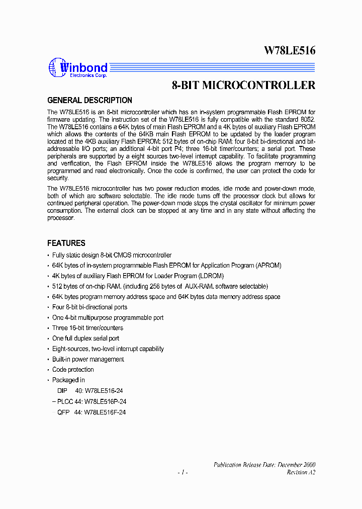 W78LE516B1_1007467.PDF Datasheet