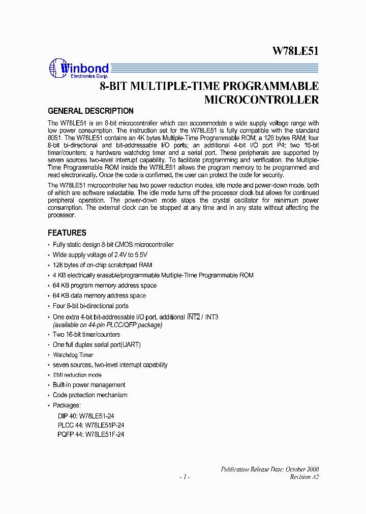 W78LE51B1_1007468.PDF Datasheet