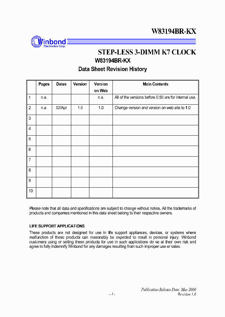 W83194BR-KX_1007497.PDF Datasheet