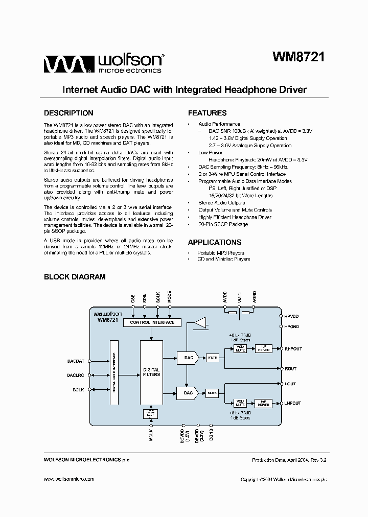WM8721_1007684.PDF Datasheet