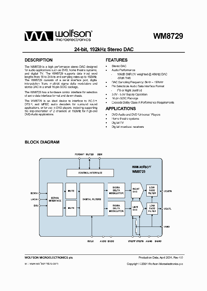 WM8729_1007688.PDF Datasheet