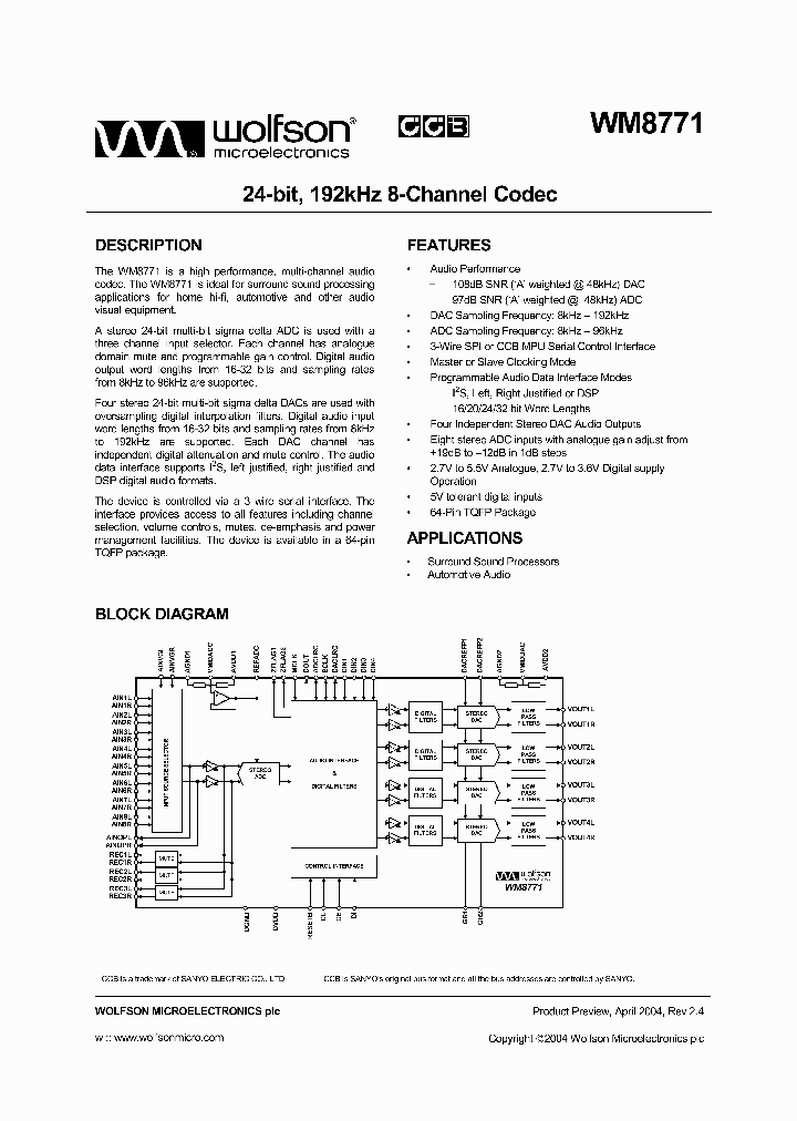 WM8771_1007698.PDF Datasheet