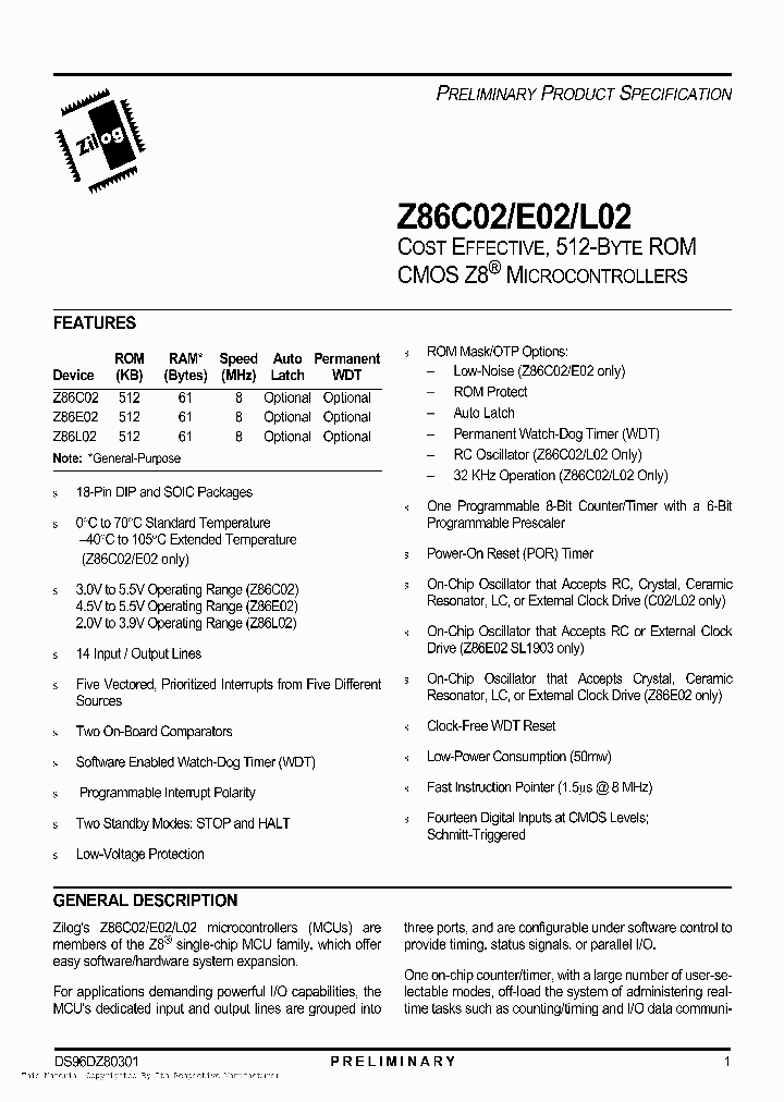 Z86E02_1008011.PDF Datasheet