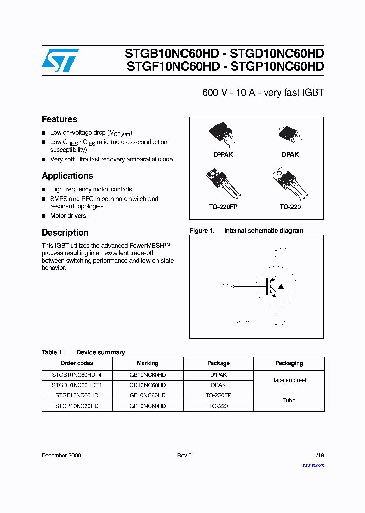 STGB10NC60HDT4_4924247.PDF Datasheet