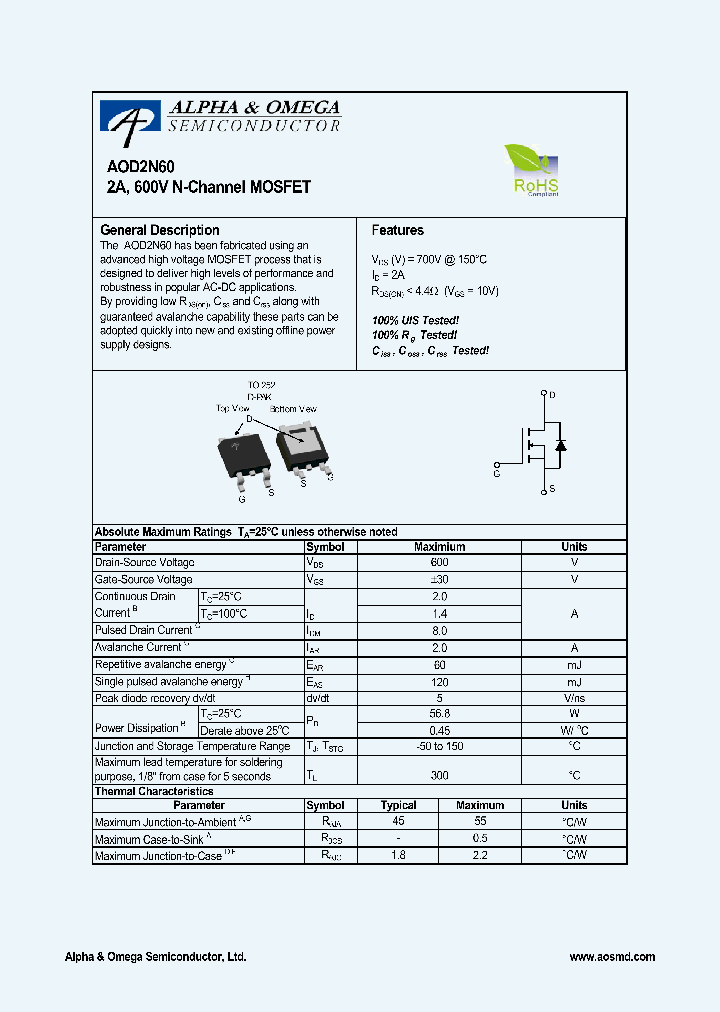 AOD2N60_4924581.PDF Datasheet