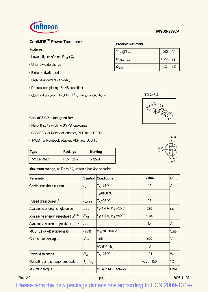 IPW50R299CP_4924680.PDF Datasheet