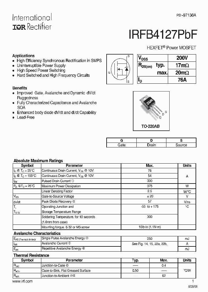 IRFB4127PBF_4928817.PDF Datasheet