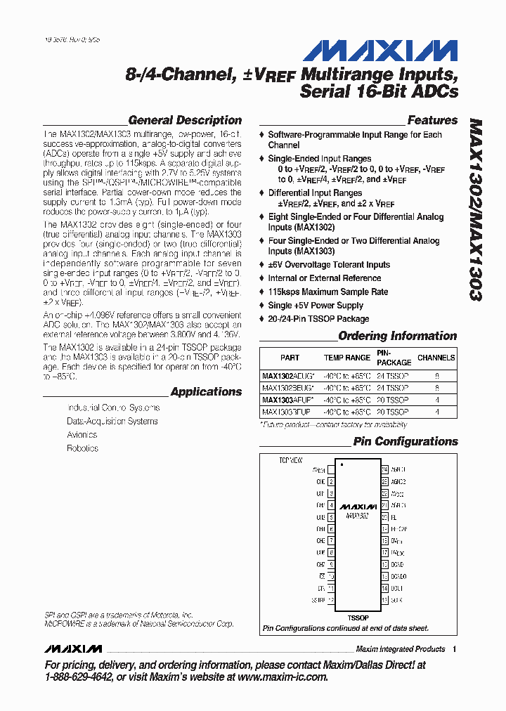 MAX1302AEUG_4928871.PDF Datasheet