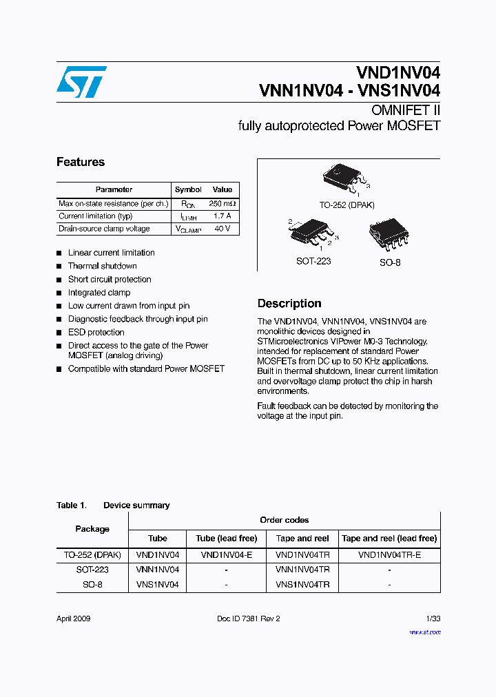 VNS1NV04TR_4929647.PDF Datasheet