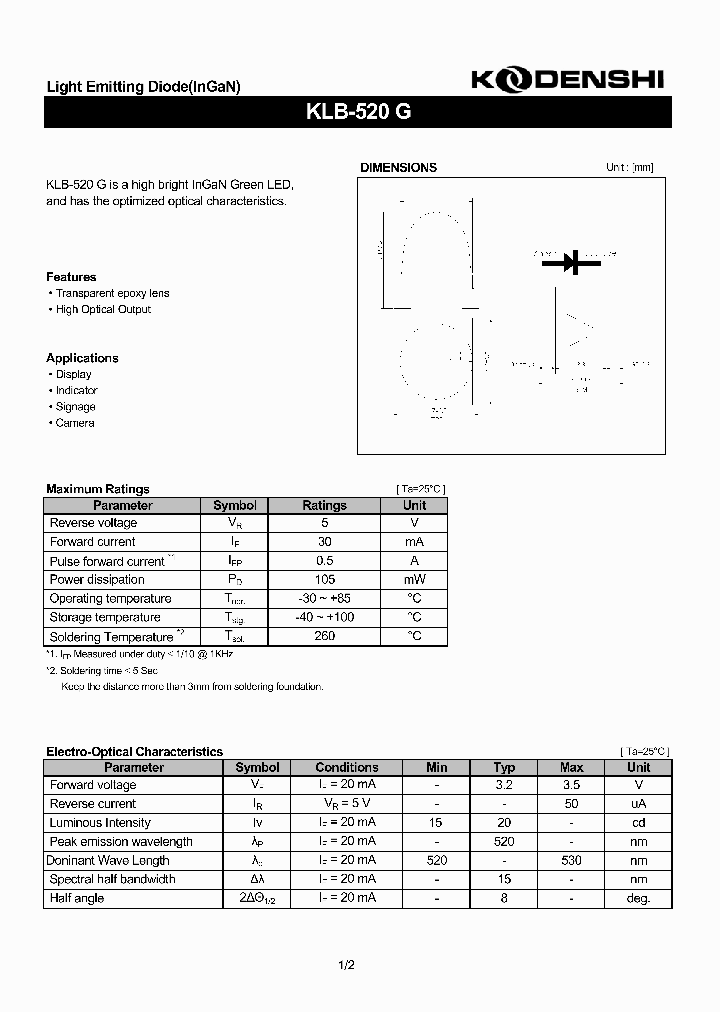 KLB-520G_4932605.PDF Datasheet