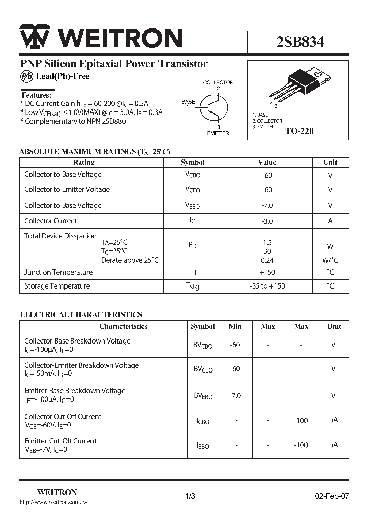 2SB834_4935803.PDF Datasheet
