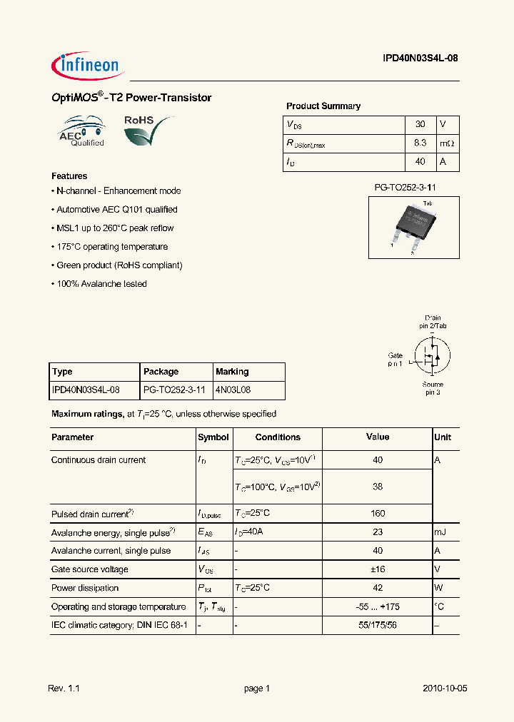 IPD40N03S4L-0810_4936137.PDF Datasheet