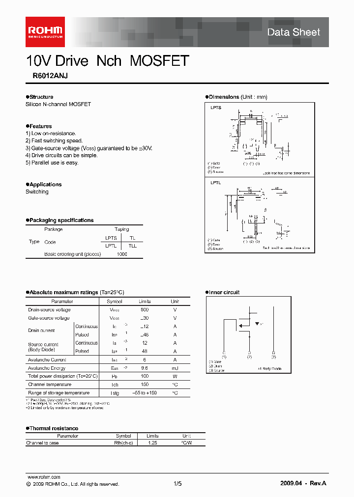 R6012ANJ_4936343.PDF Datasheet