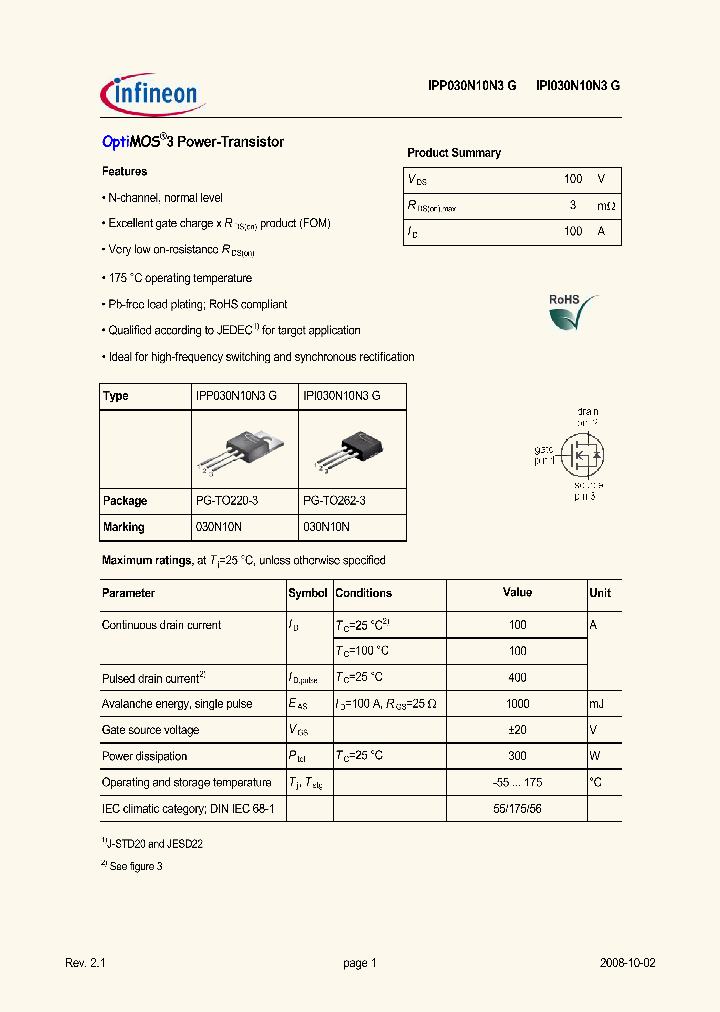 IPI030N10N3G_4936781.PDF Datasheet