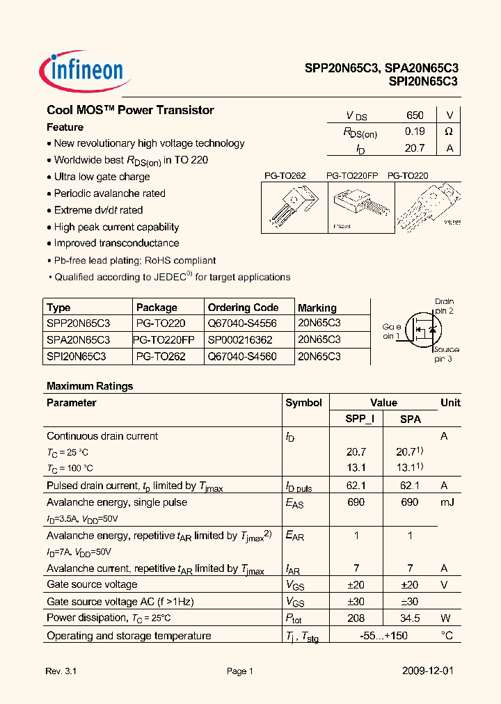 SPP20N65C3_4937162.PDF Datasheet