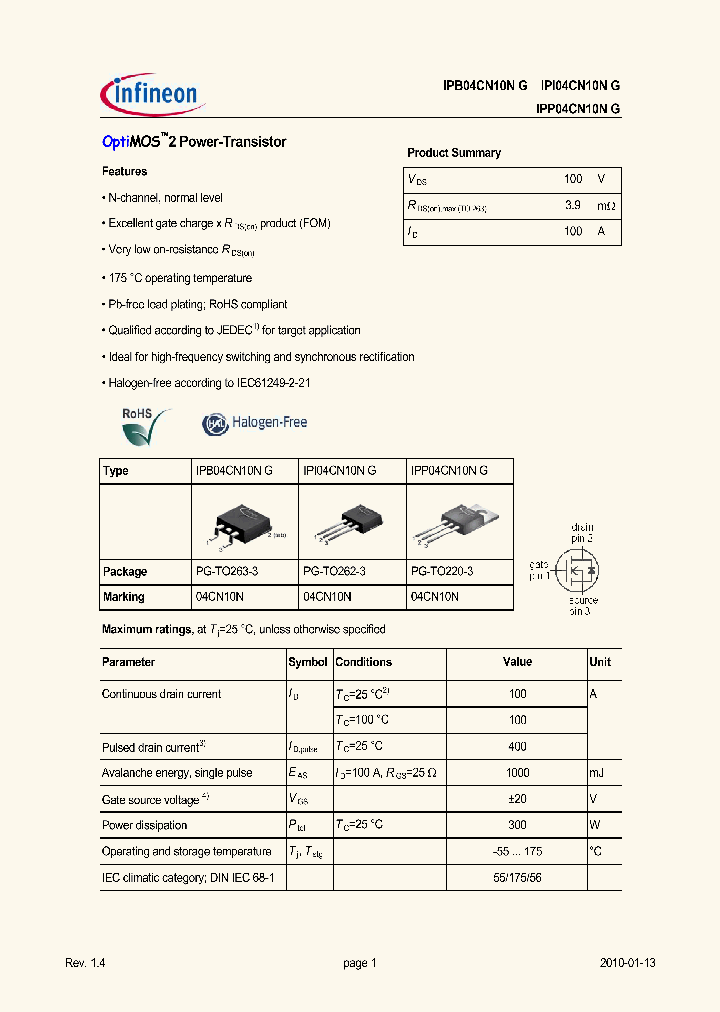 IPP04CN10NG_4939052.PDF Datasheet