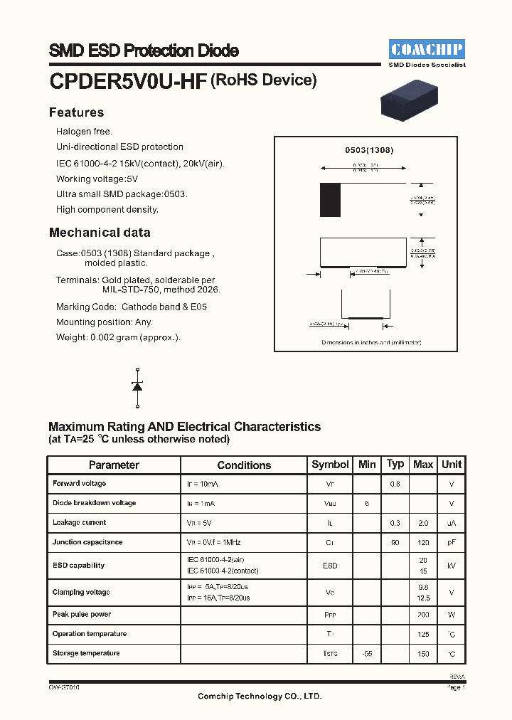 CPDER5V0U-HF_4939798.PDF Datasheet
