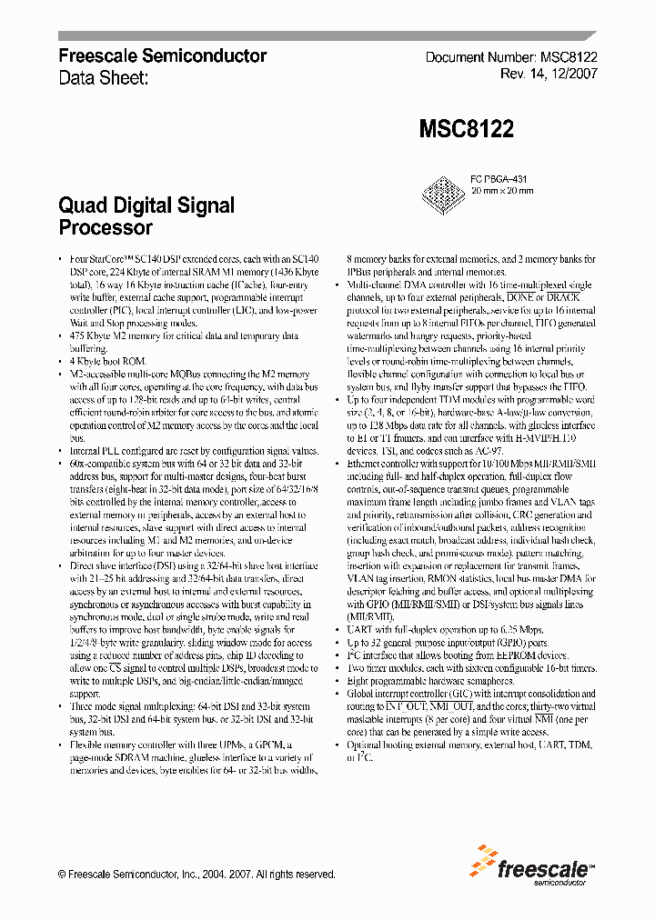 MSC8122TMP4800V_4948291.PDF Datasheet