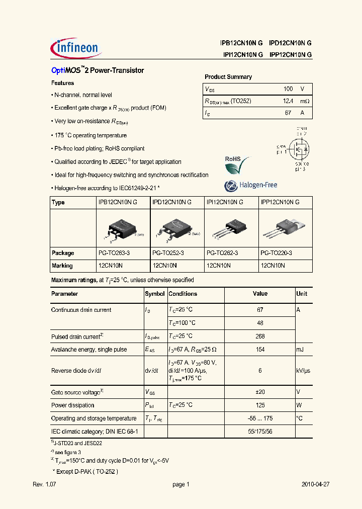 IPB12CN10NG10_4951373.PDF Datasheet