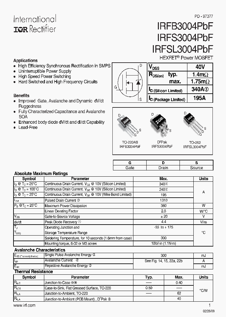 IRFSL3004PBF_4951743.PDF Datasheet