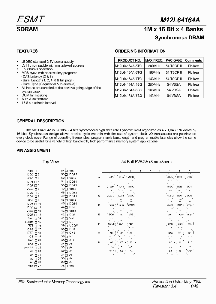 M12L64164A09_4954224.PDF Datasheet