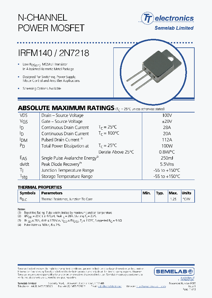 IRFM140_4954560.PDF Datasheet