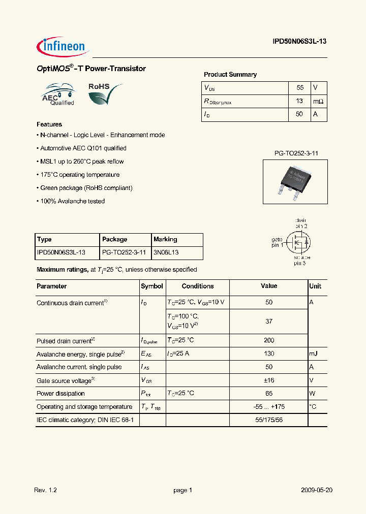 IPD50N06S3L-13_4968132.PDF Datasheet