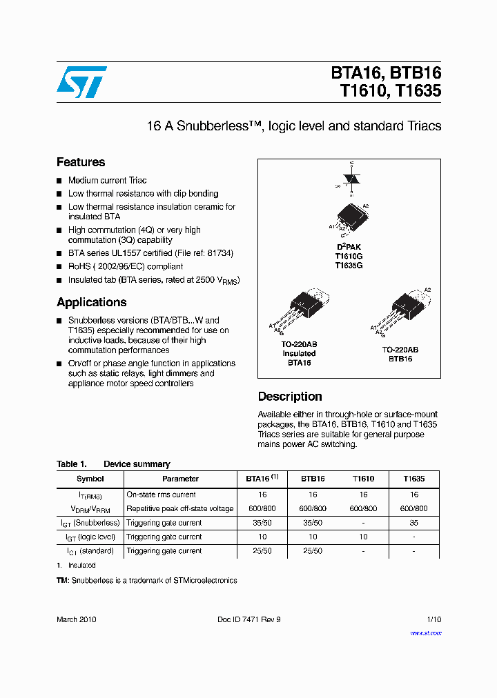 BTA16-600G_4970703.PDF Datasheet
