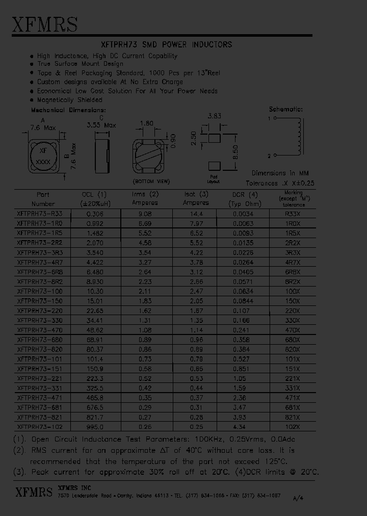 XFTPRH73-1R0_4970901.PDF Datasheet