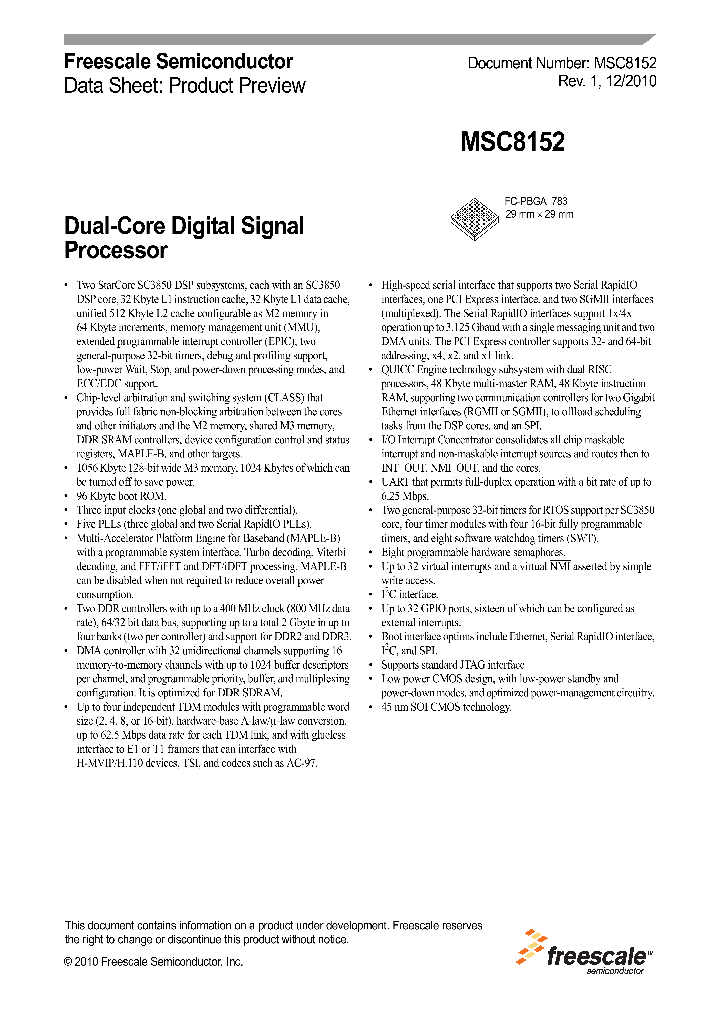 MSC8152TVT1000B_4972647.PDF Datasheet
