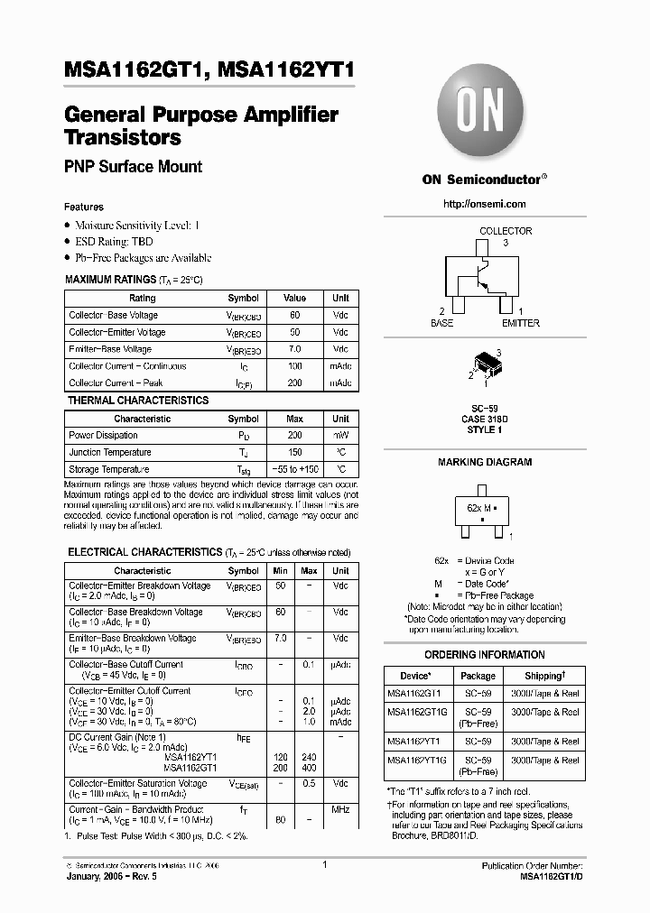 MSA1162GT1_4973309.PDF Datasheet