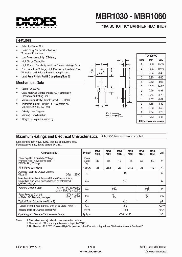 MBR1060_4977135.PDF Datasheet
