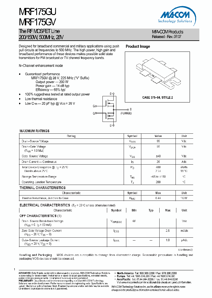 MRF175GU_4986142.PDF Datasheet