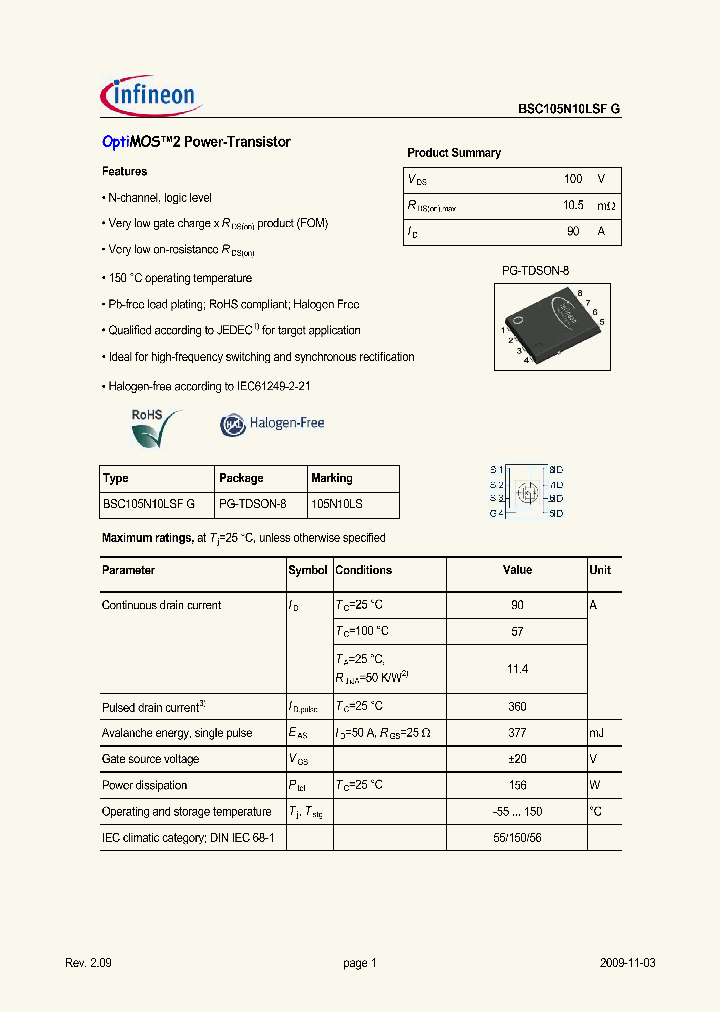 BSC105N10LSFG_4986291.PDF Datasheet