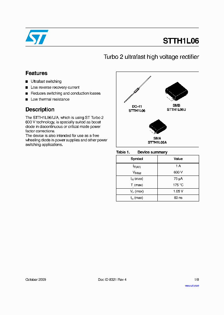 STTH1L0609_4991823.PDF Datasheet