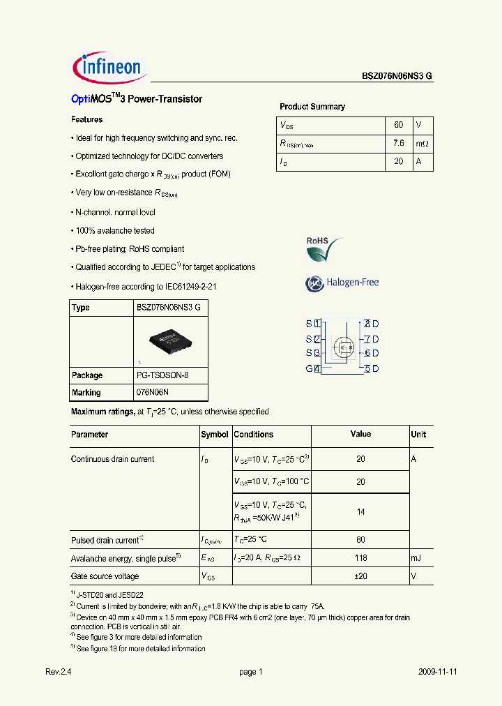 BSZ076N06NS3G_4992813.PDF Datasheet