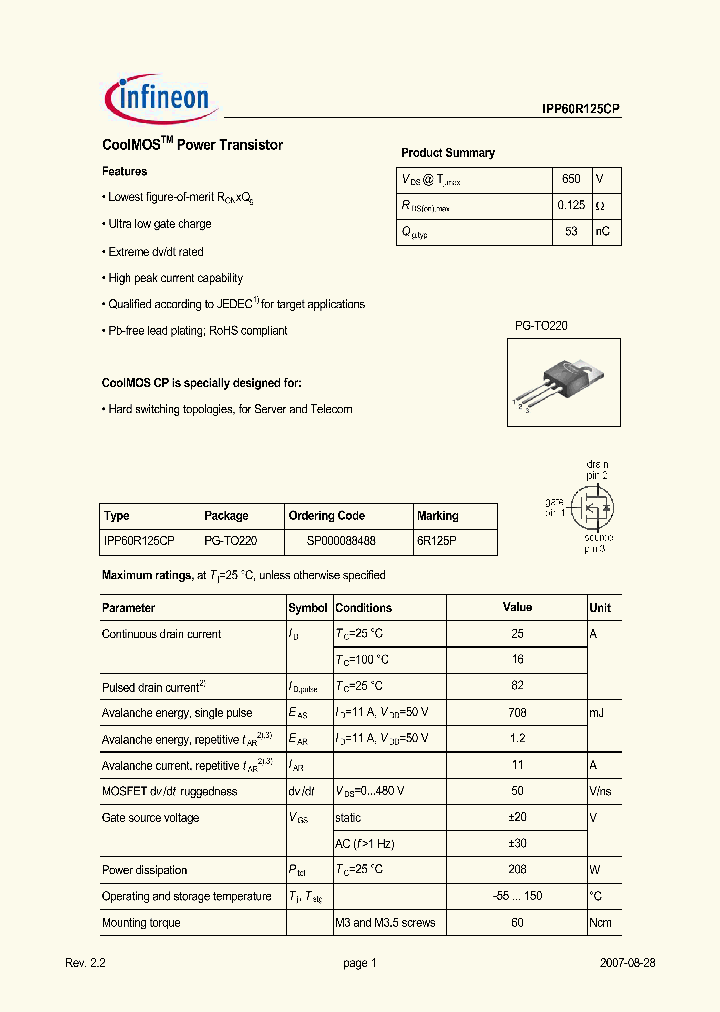 IPP60R125CP_4993703.PDF Datasheet